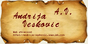 Andrija Vesković vizit kartica